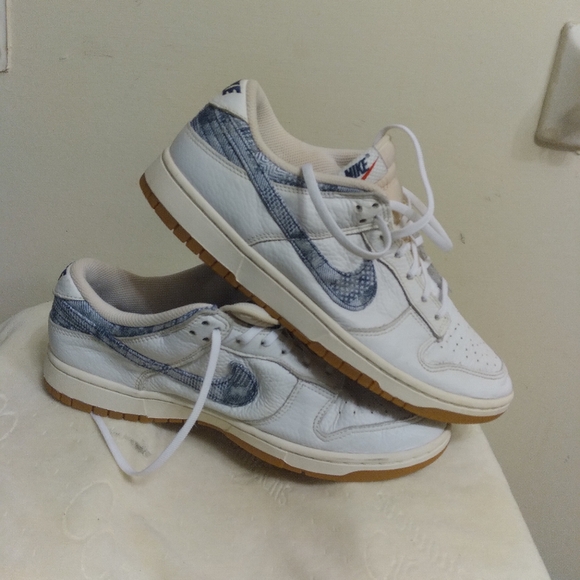 Mens Nike Dunk Low Americana Washed Denim White Blue FN6881-100 Sneakers Sz 10.5 - Picture 2 of 16